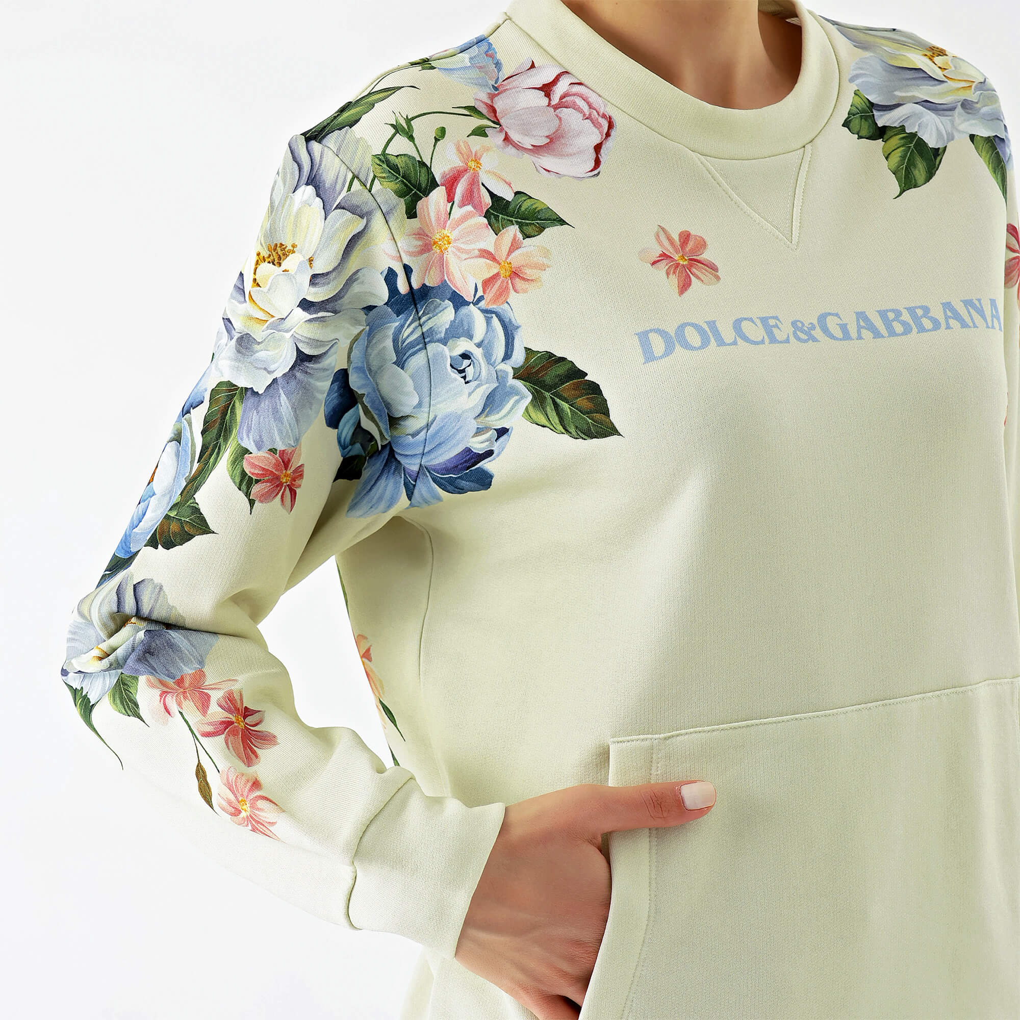 Dolce&Gabbana - Nile Green Floral Print Sweatshirt